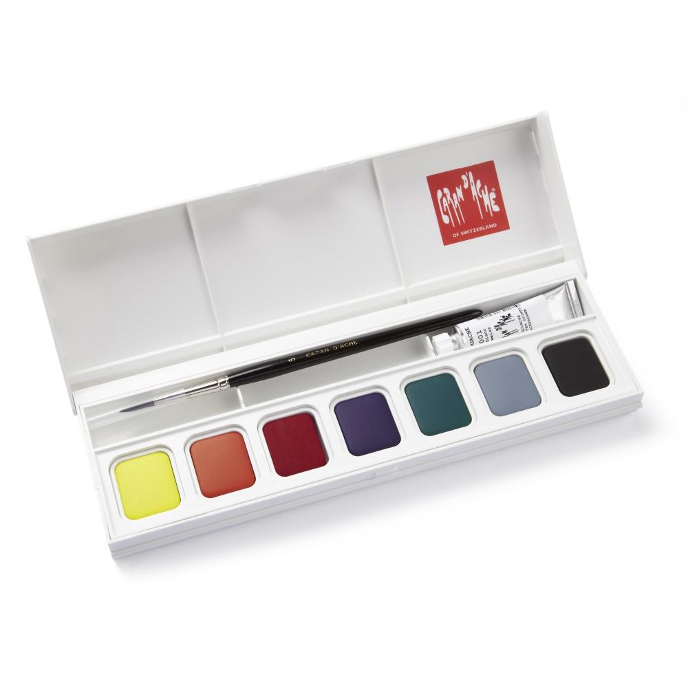 Gouache Solid 7 pans + brush & White tube